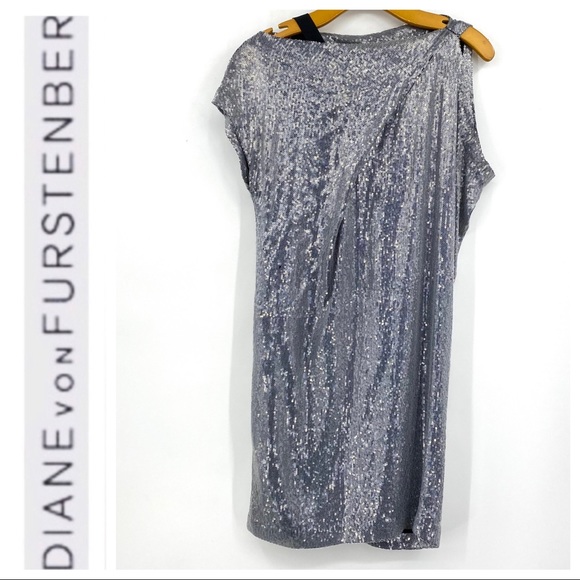 💕SALE💕Diane Von Furstenberg Silver Sequins Dress - Picture 10 of 14